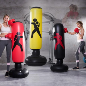 Tall inflatable boxing punch bag for home fitness