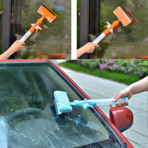 Windscreen Spray Jet Scraper cleaning a car window