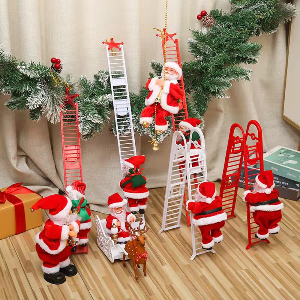Climbing Santa Claus musical toy on a ladder