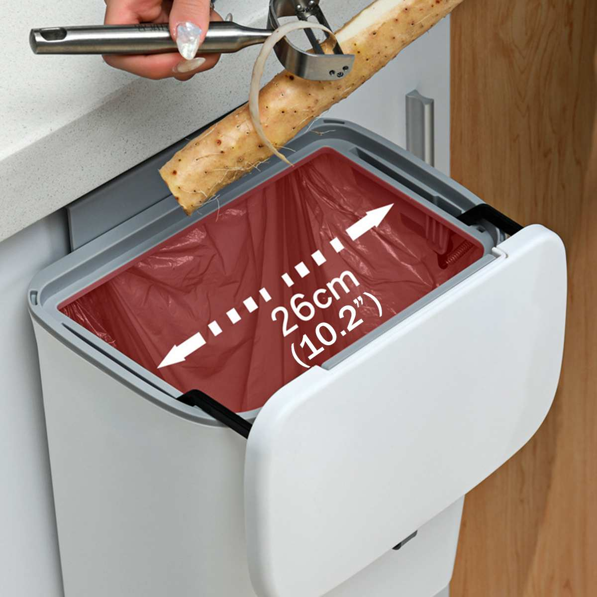 Wall-mounted smart lid trash can with two opening options