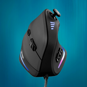 Programmable Ergonomic Game Master Mouse with RGB lighting on a dark surface