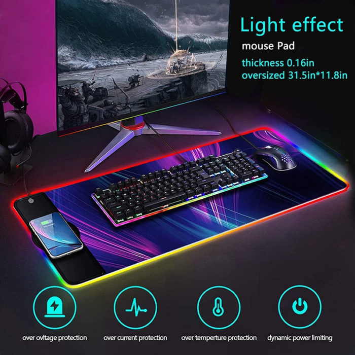 RGB luminous mouse mat with built-in wireless charging