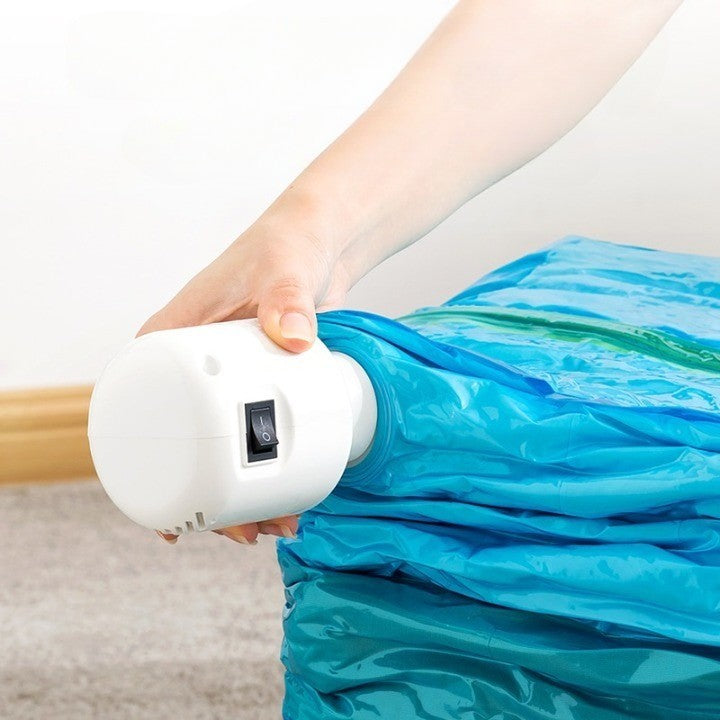 Space-saving vacuum compression bags with an electric air pump for clothes and bedding