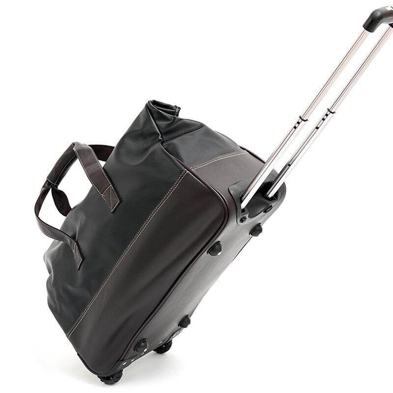 Luxury rolling leather waterproof suitcase with a sophisticated, vintage look.