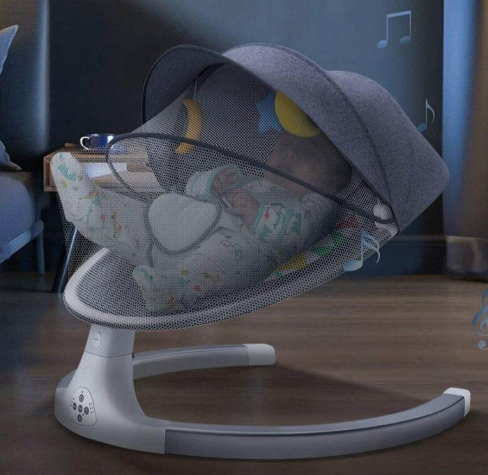 Remote-controlled smart baby rocking bouncer with Bluetooth music