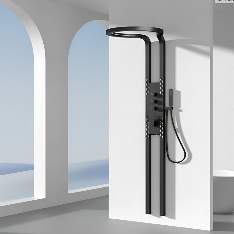 Close-up of the waterfall shower head feature