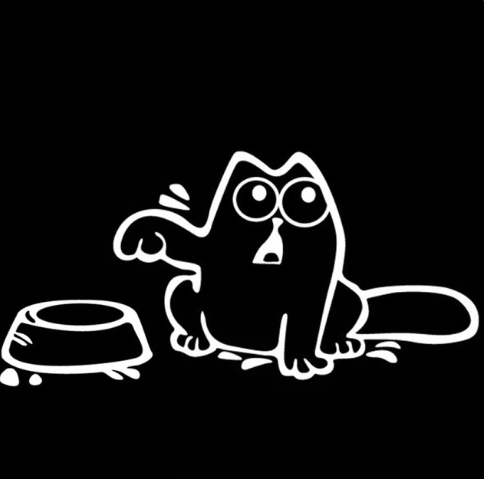 Dimensions and details of the Hungry Cat car sticker