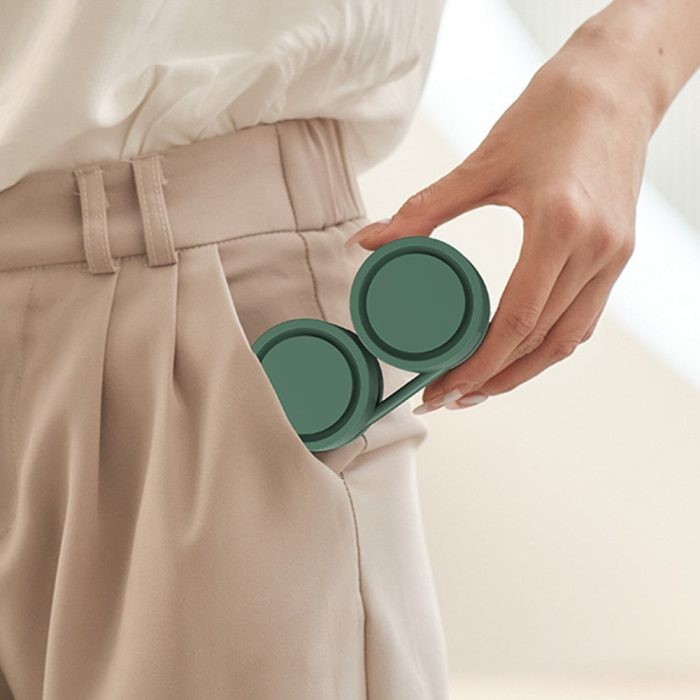 Portable bladeless neck fan with aromatherapy feature