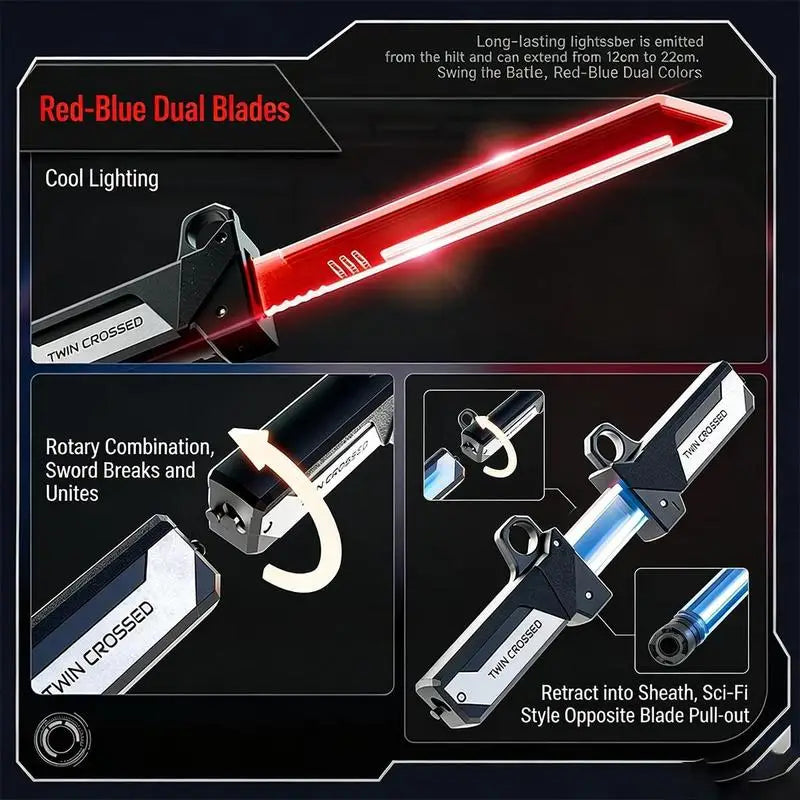 The telescopic blade of the light toy knife extending