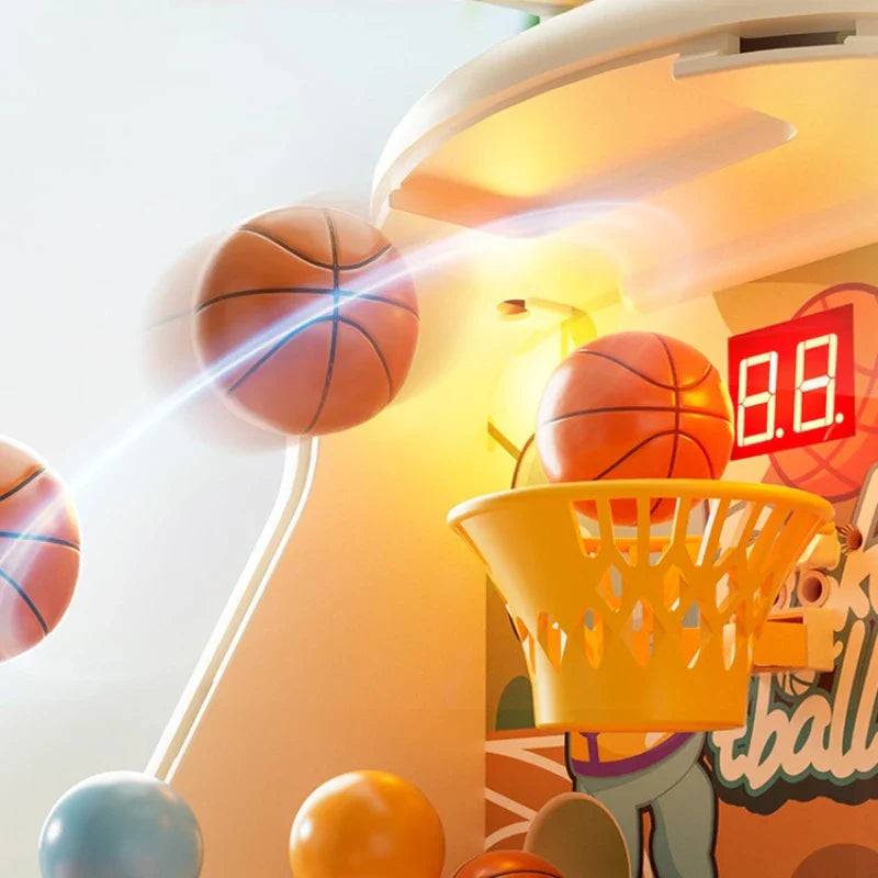 A person playing the Mini Basketball Shot Arcade Game for stress relief