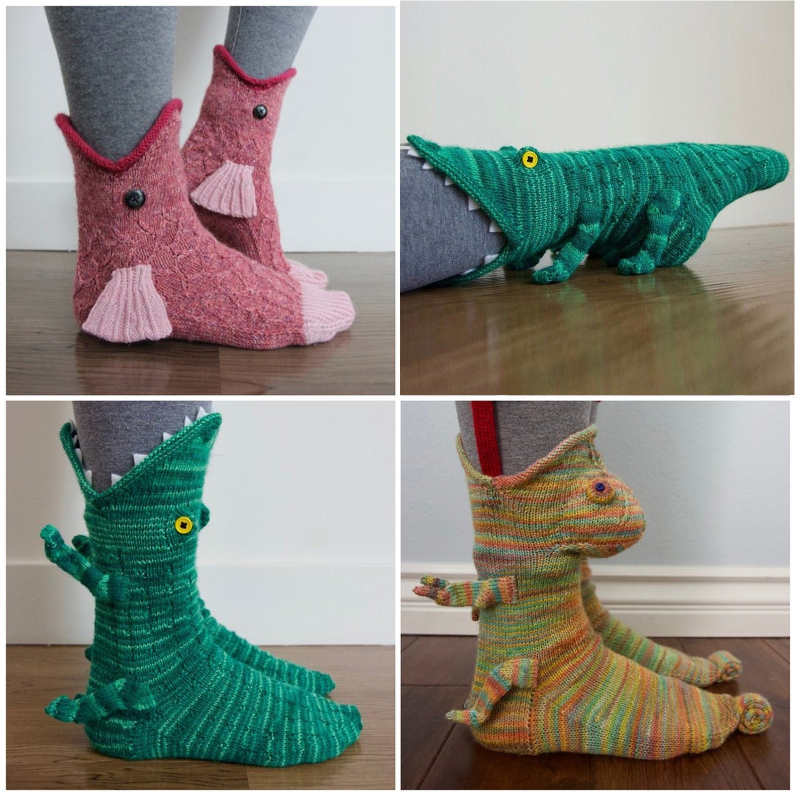 Detailed view of the crocodile sock knit pattern
