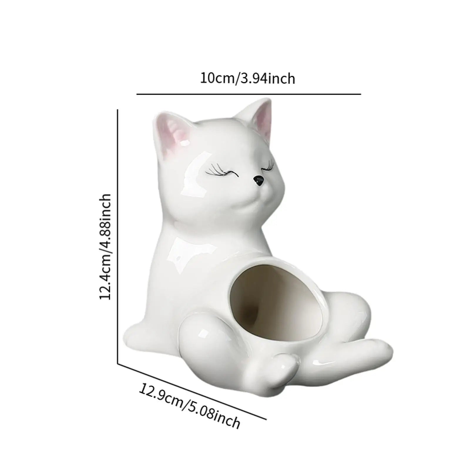 Detailed dimensions of the Naughty Cat Ceramic Cactus Planter