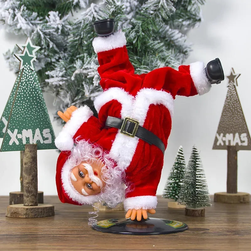 Breakdancing Santa figurine mid-pose as a unique gift idea