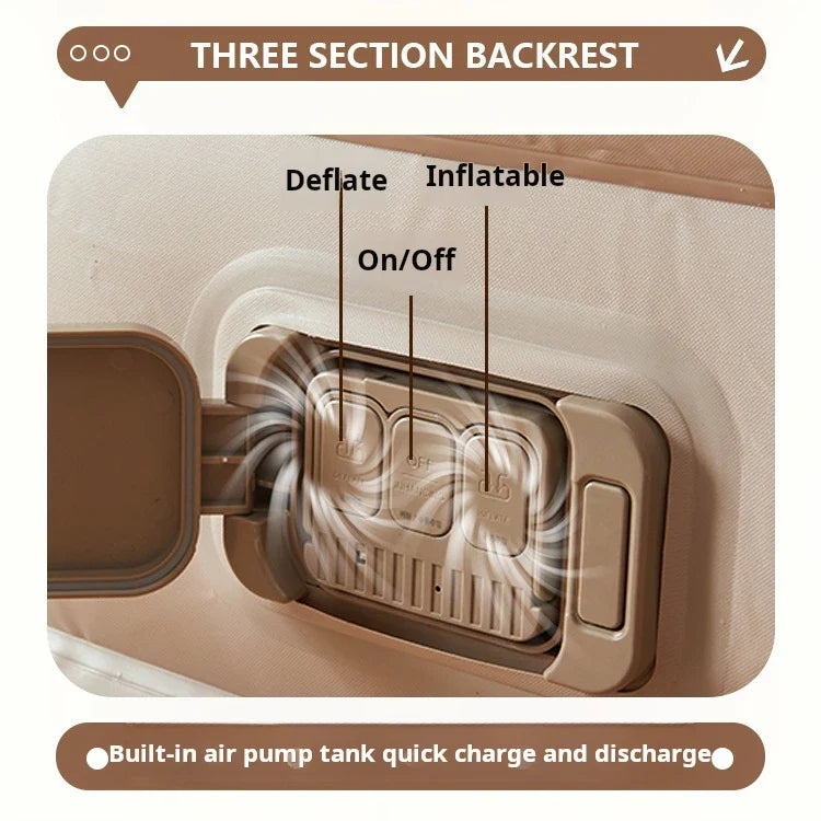 Close-up view of the soft flocked material and durable seams of the inflatable sofa