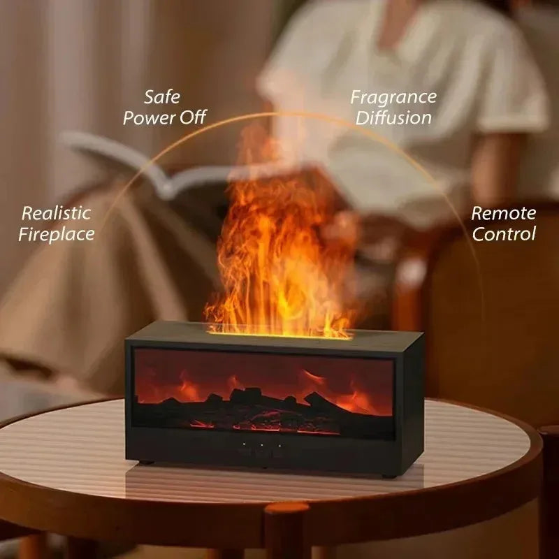 Fireplace flame mist humidifier as a stylish home essential