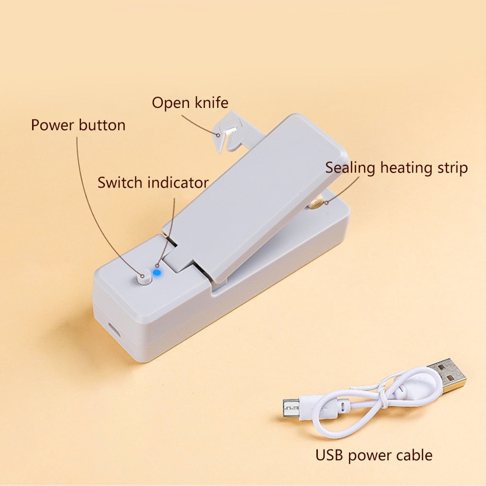 Compact and portable USB bag sealer perfect for any kitchen drawer