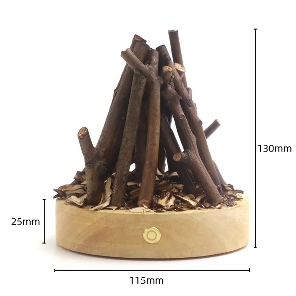 A compact and creative campfire lamp for any tabletop or shelf