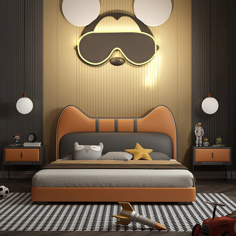 Stylized image of a cat themed bedroom