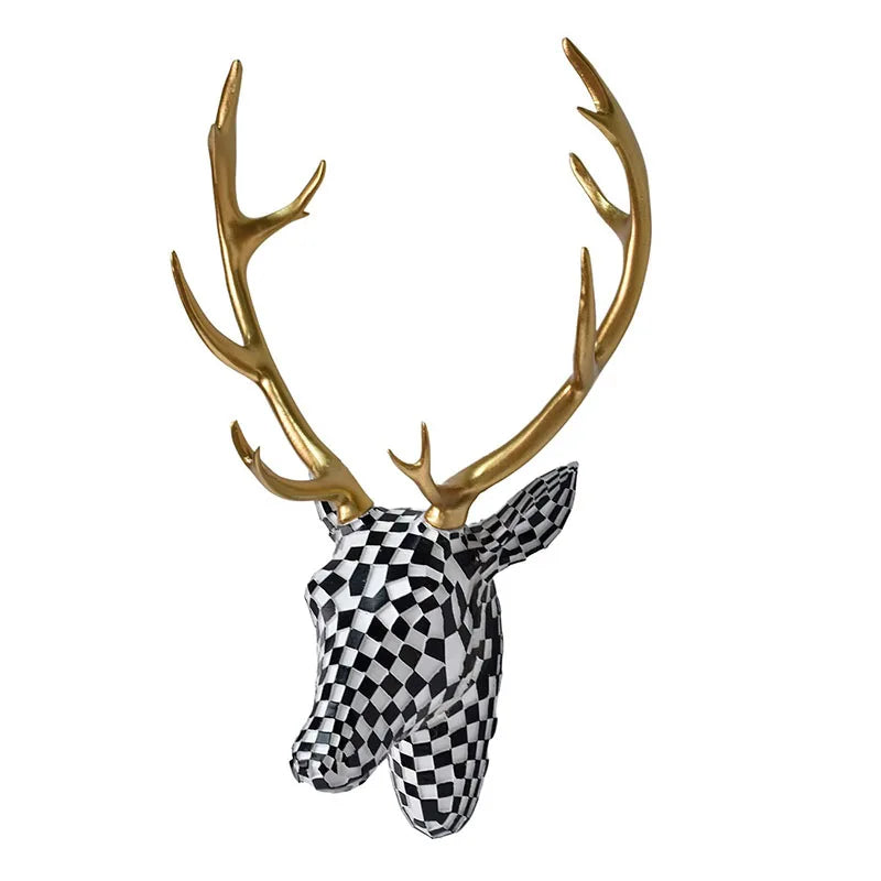 Creative office space with the artistic deer head as a focal point