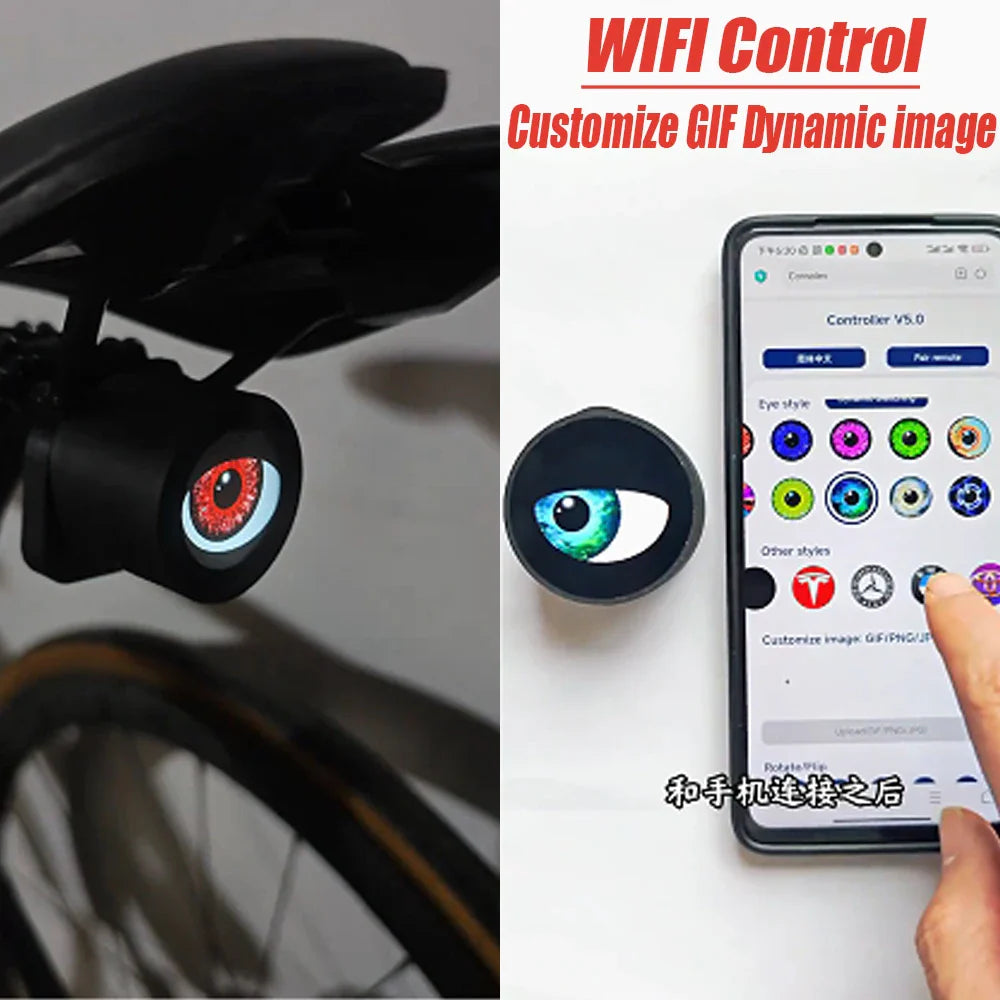 The bike light mounted on a bicycle seat post