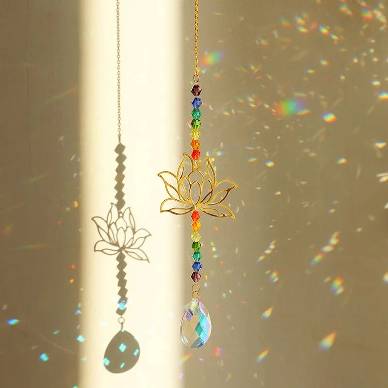 A beautiful gift idea for home decor lovers, the Lotus Crystal Sun Catcher