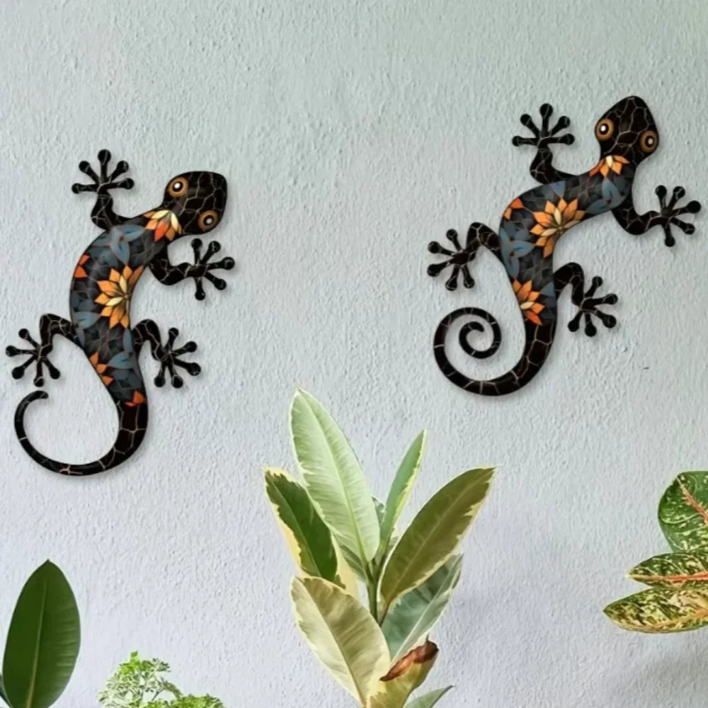 Unique gift idea showing the colorful gecko wall art