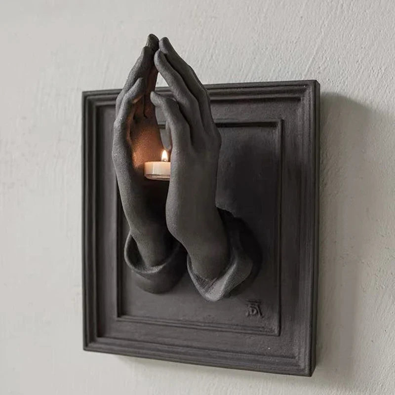 Nordic style candle holder on a modern living room wall