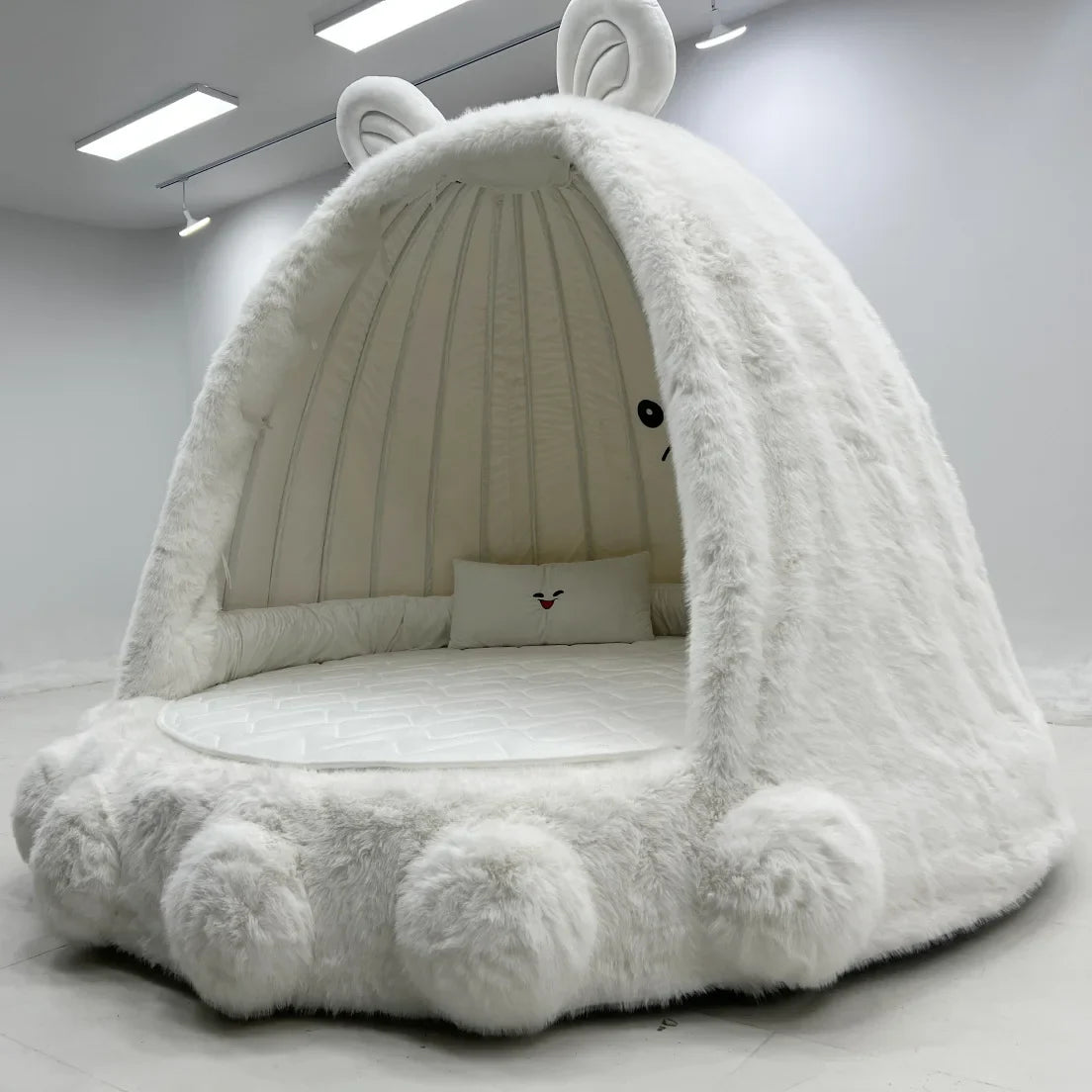 Family enjoying the spacious and creative Giant Rabbit Oversized Bed