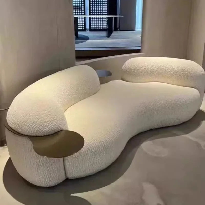The artistic lounge sofa in a minimalist Scandinavian style living room