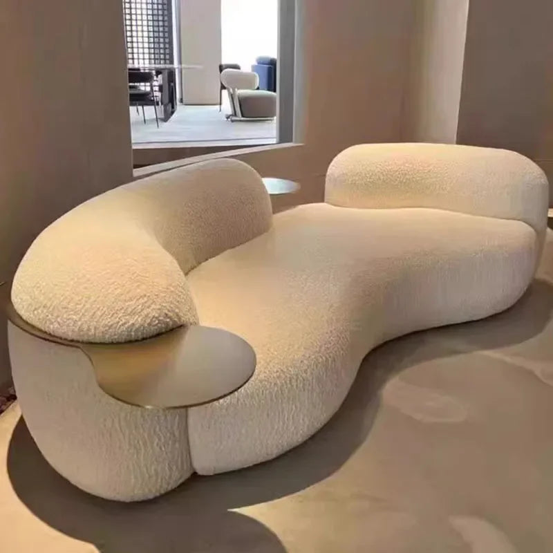 Nordic Style Sculptural Curved Artistic Lounge Sofa as a living room centerpiece