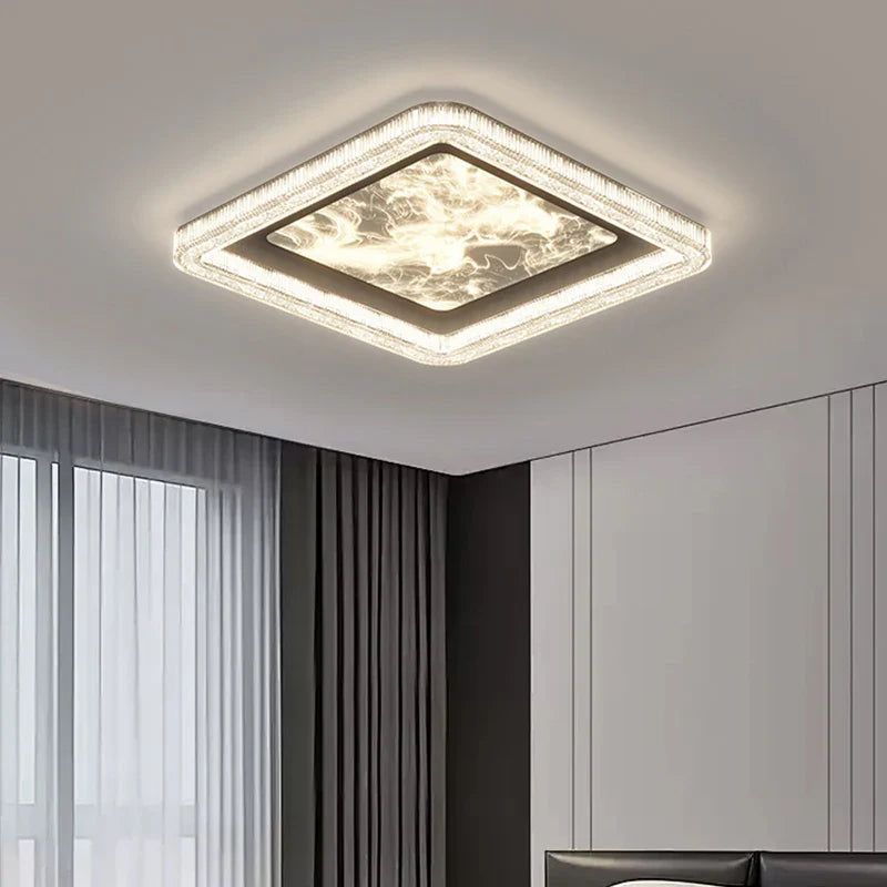 Close-up of the elegant crystal-inspired center of the ambient lamp