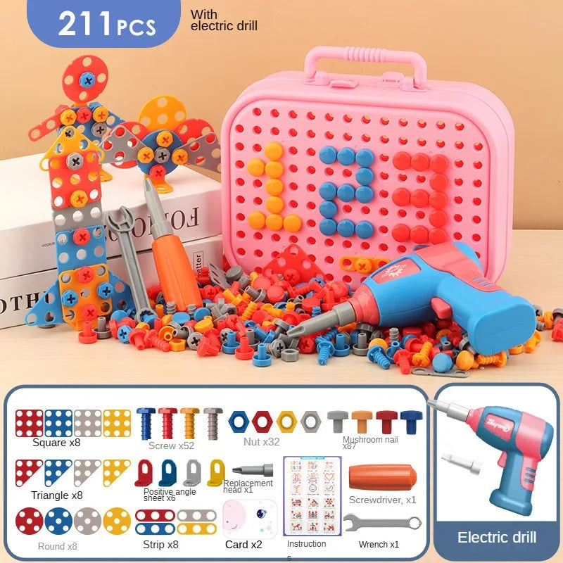 Child playing and learning with the creative construction toy
