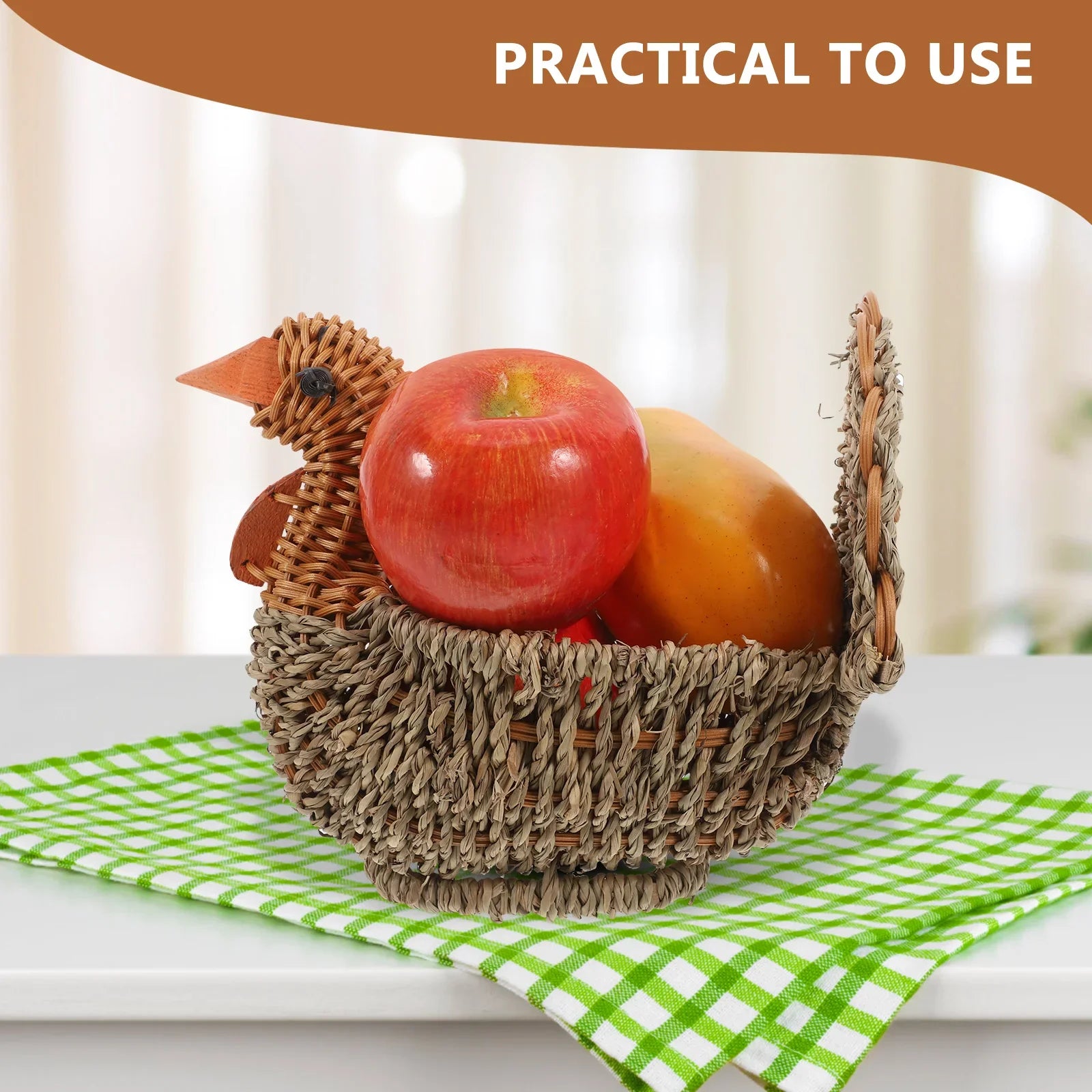 Detailed view of the turkey basket's handle and artisan design