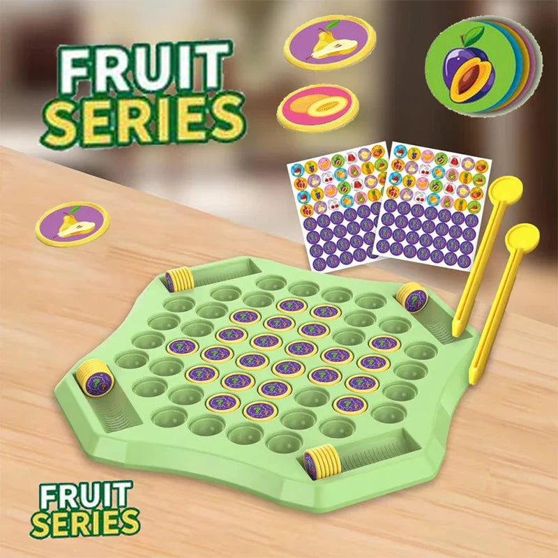 Overview of the Pop Match game board and pieces ready for play
