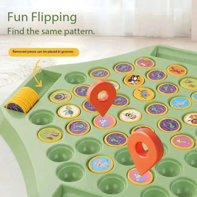 Close up of the colorful animal-themed game pieces for Pop Match