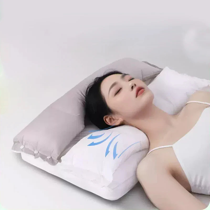 A person sleeping peacefully on their side using the supportive pillow