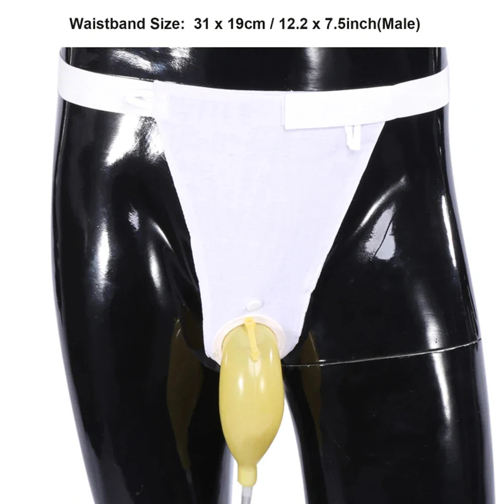 Close-up of the soft latex mouth of the wearable urinal