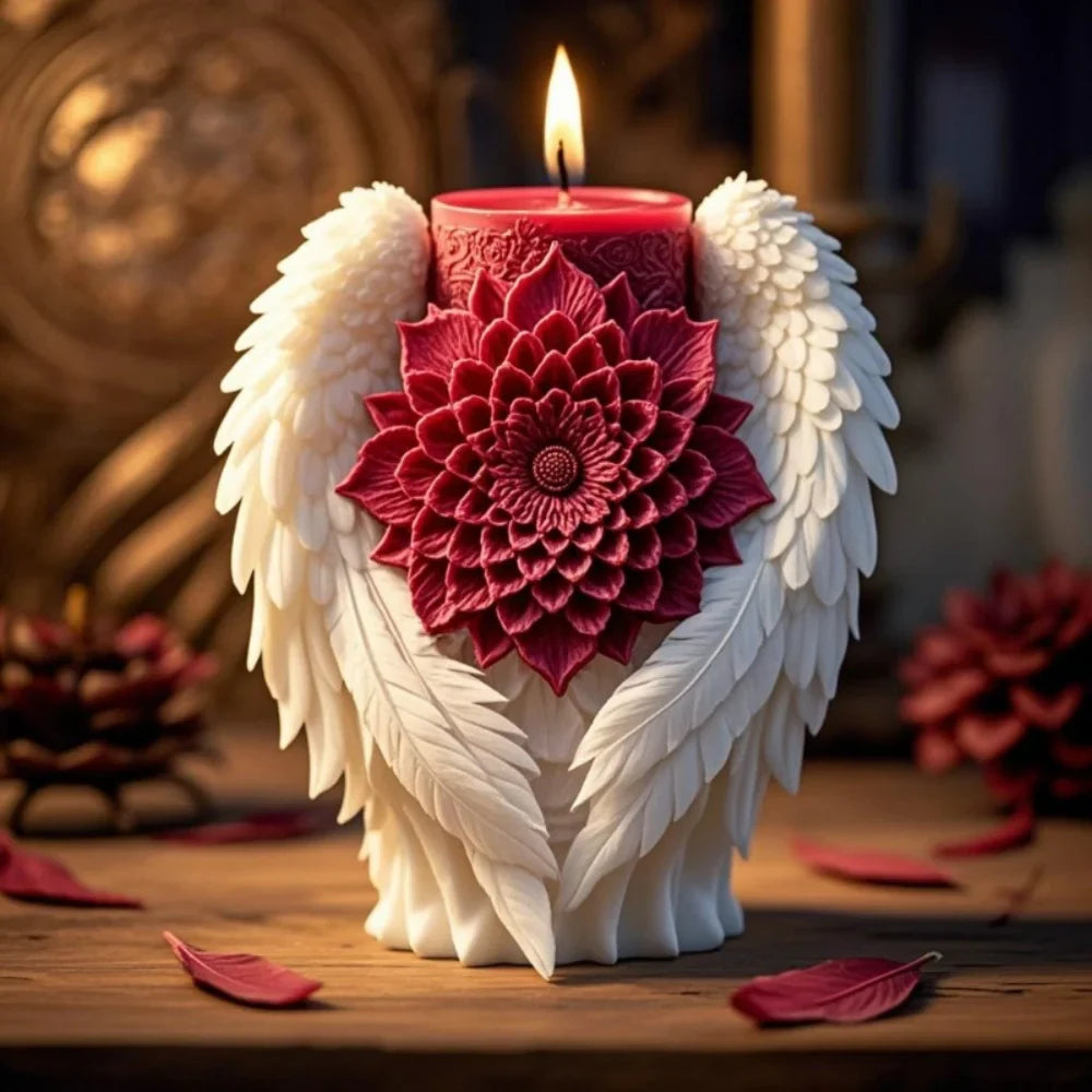 Angel Wing Flower Candle Holder creating a serene glow