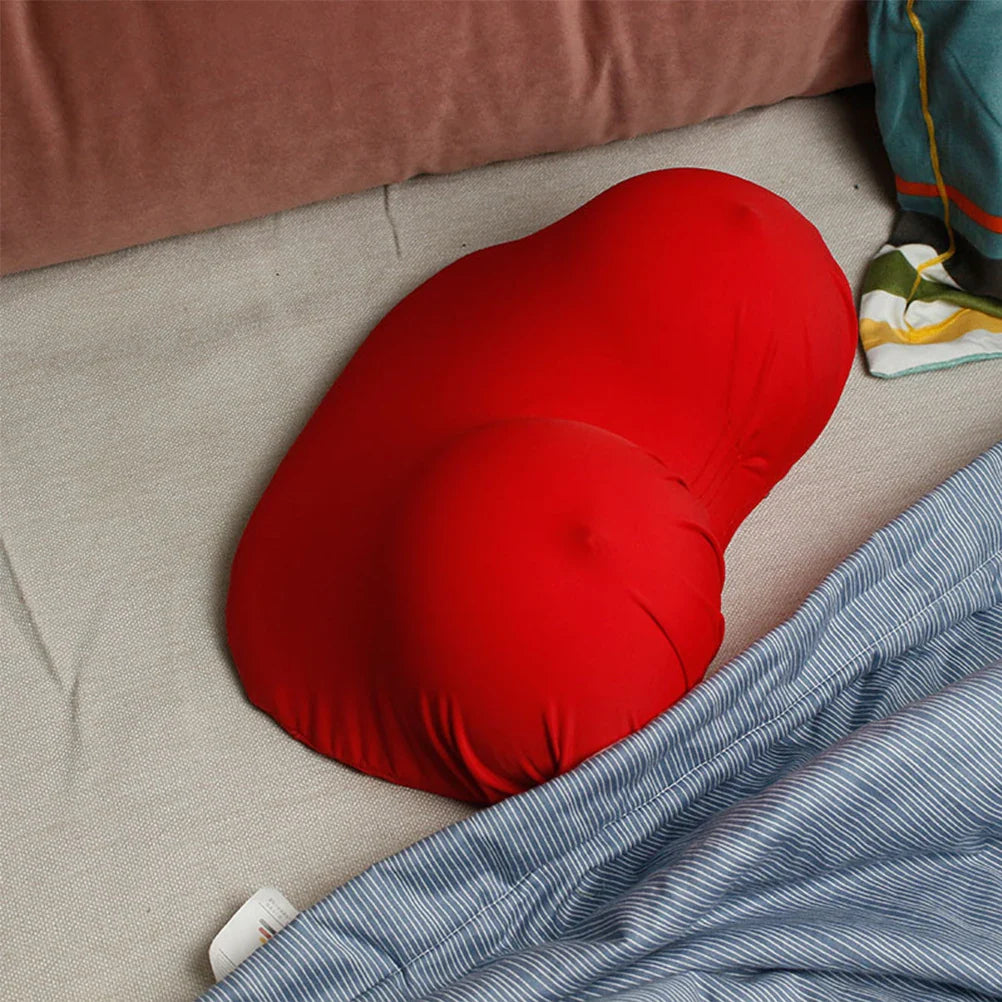 A person resting their head on the supportive memory foam chest pillow