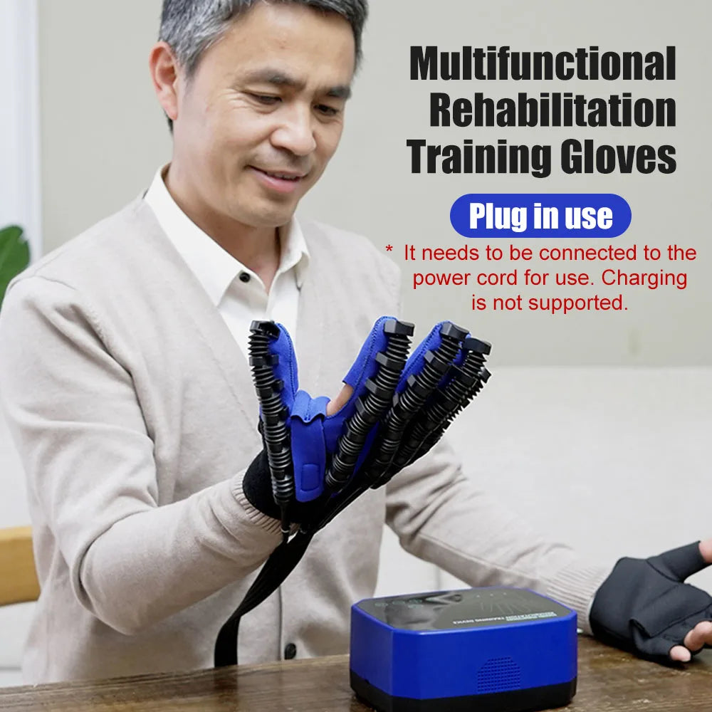 Elderly person using the automatic hand recovery training device