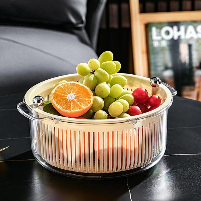 Manual spin basket for drying vegetables