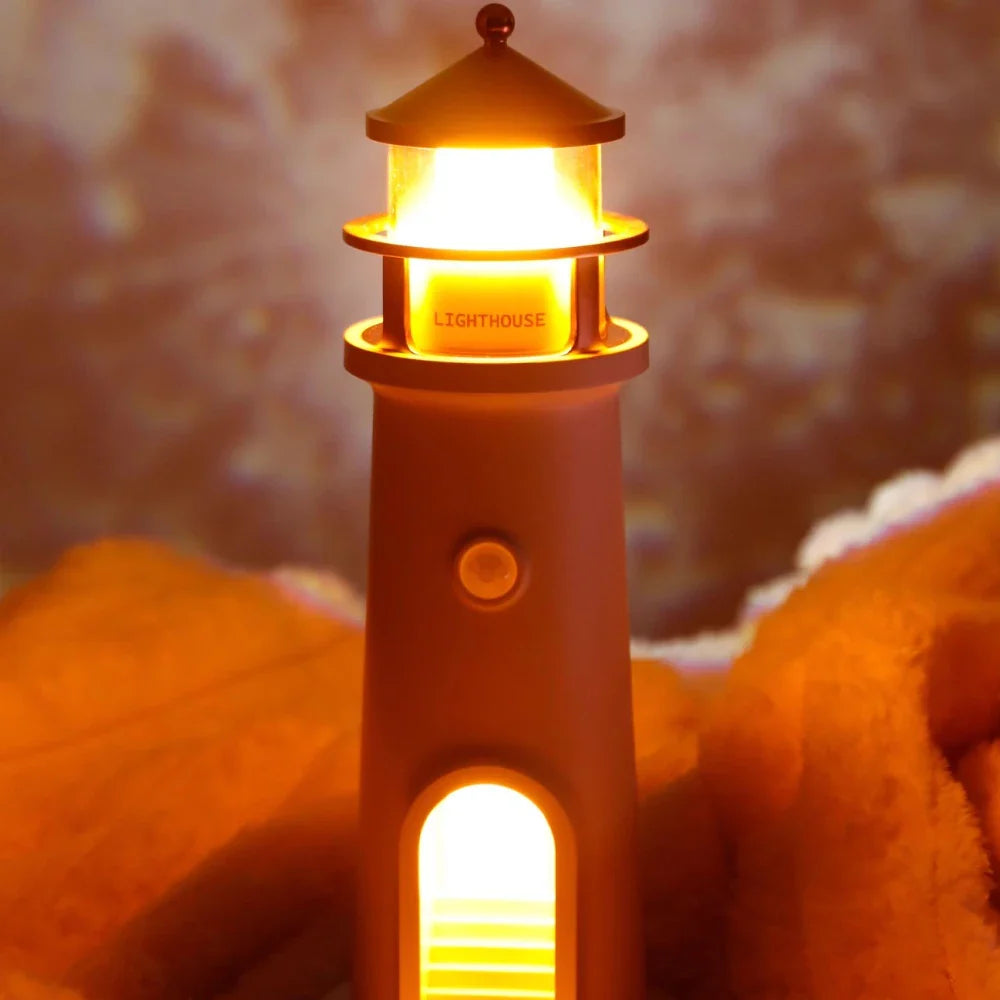 Unique gift idea featuring the Moon Harbor Lighthouse lamp on a desk