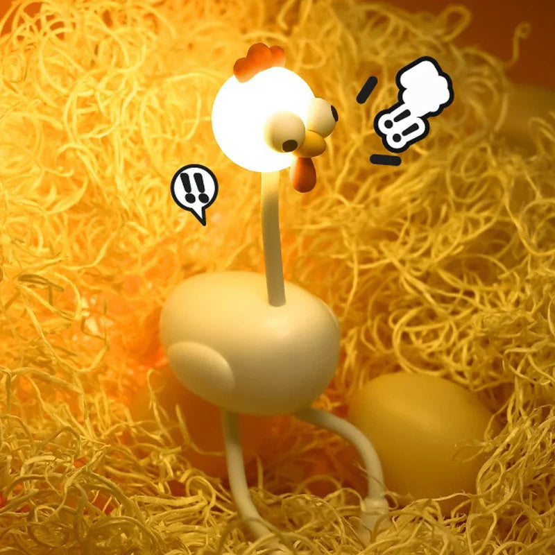Crazy Chicken Lamp adding personality to a modern desk setup
