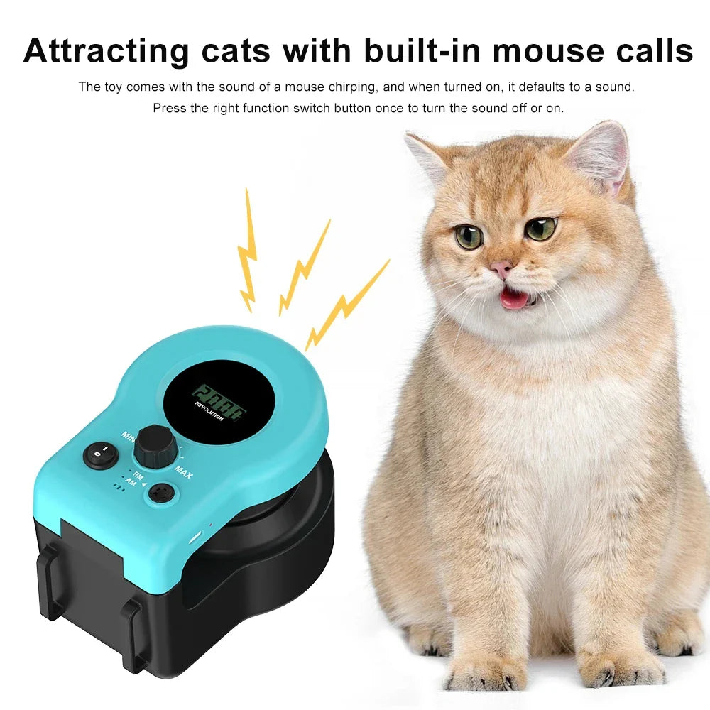 Diagram showing how to set up the pulley system for the cat toy