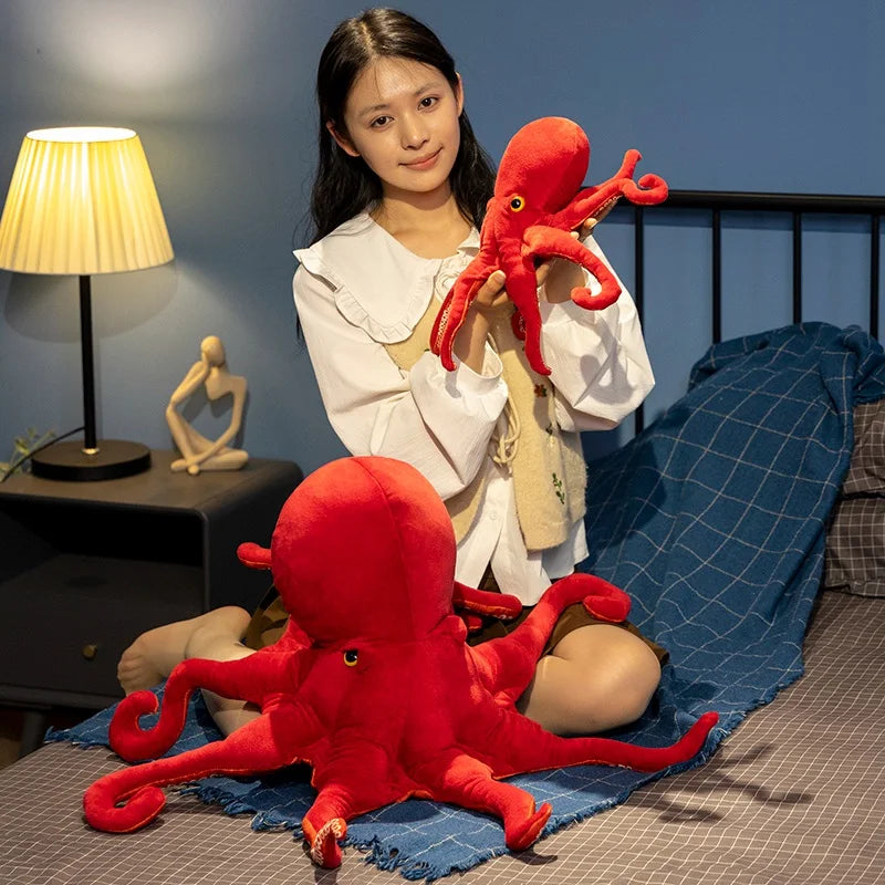 Creative gift idea for children featuring the red octopus plush