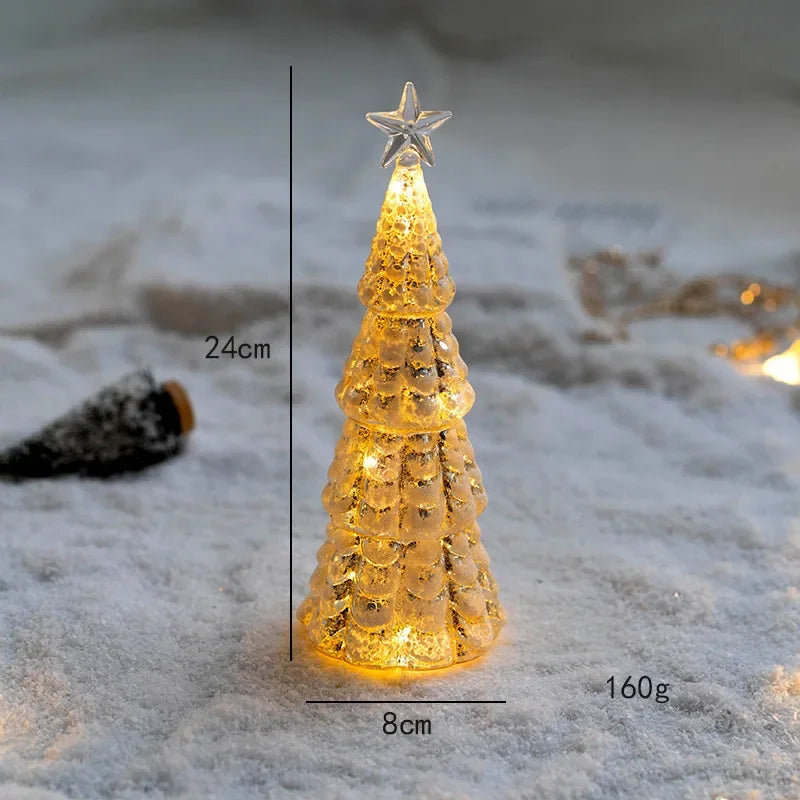 Different sizes of the frosted glass tree lamps displayed together