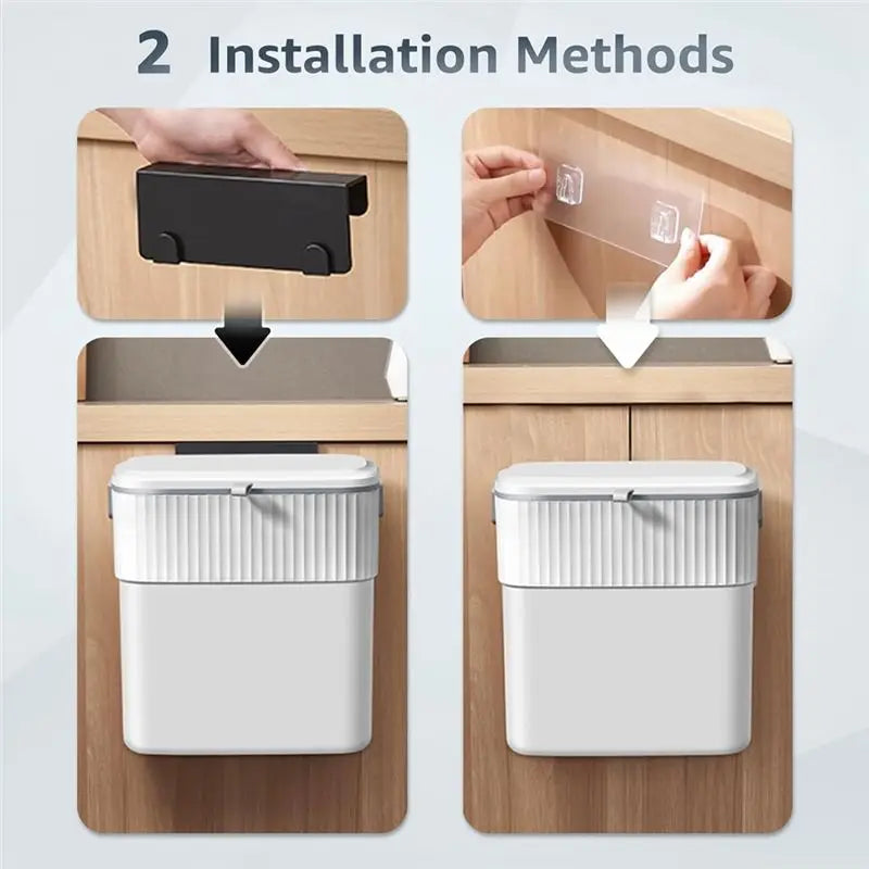 Close-up of the hanging mechanism for the smart trash can