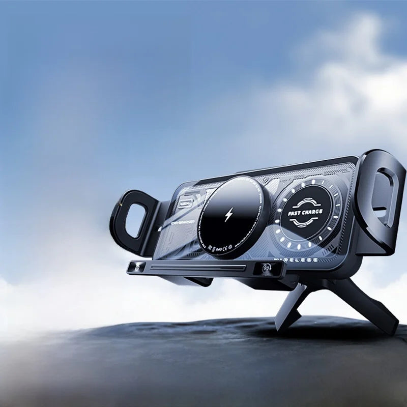 Smart Auto-Clamping Car Wireless Charger in a modern car interior