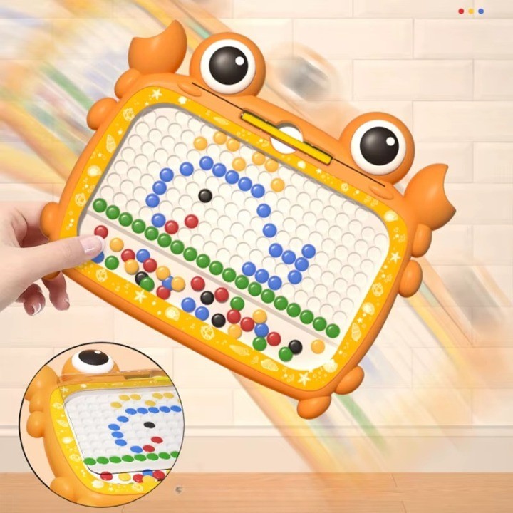 Detailed view of the Learning Crab puzzle board and mosaic pieces