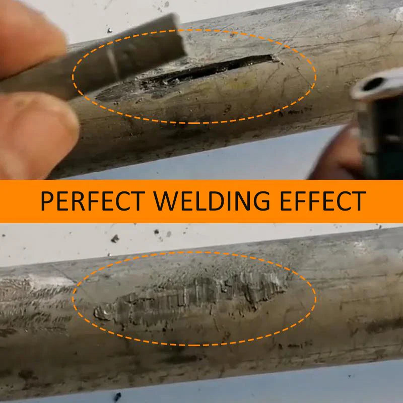 Demonstration of the aluminum repair sticks fixing a metal pipe